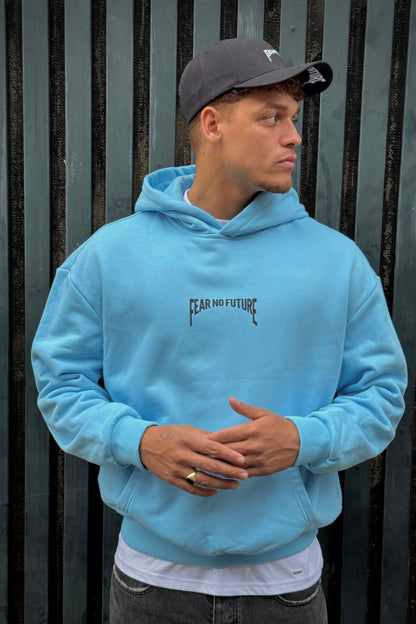Face Hoodie Light Blue