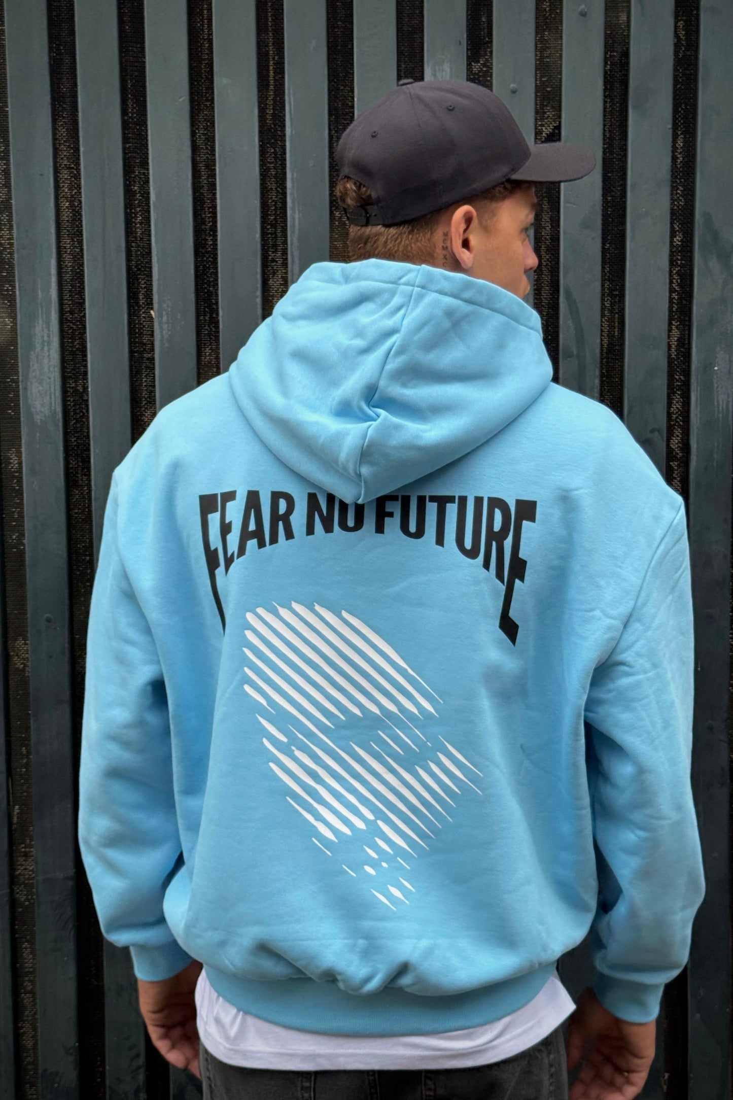 Face Hoodie Light Blue